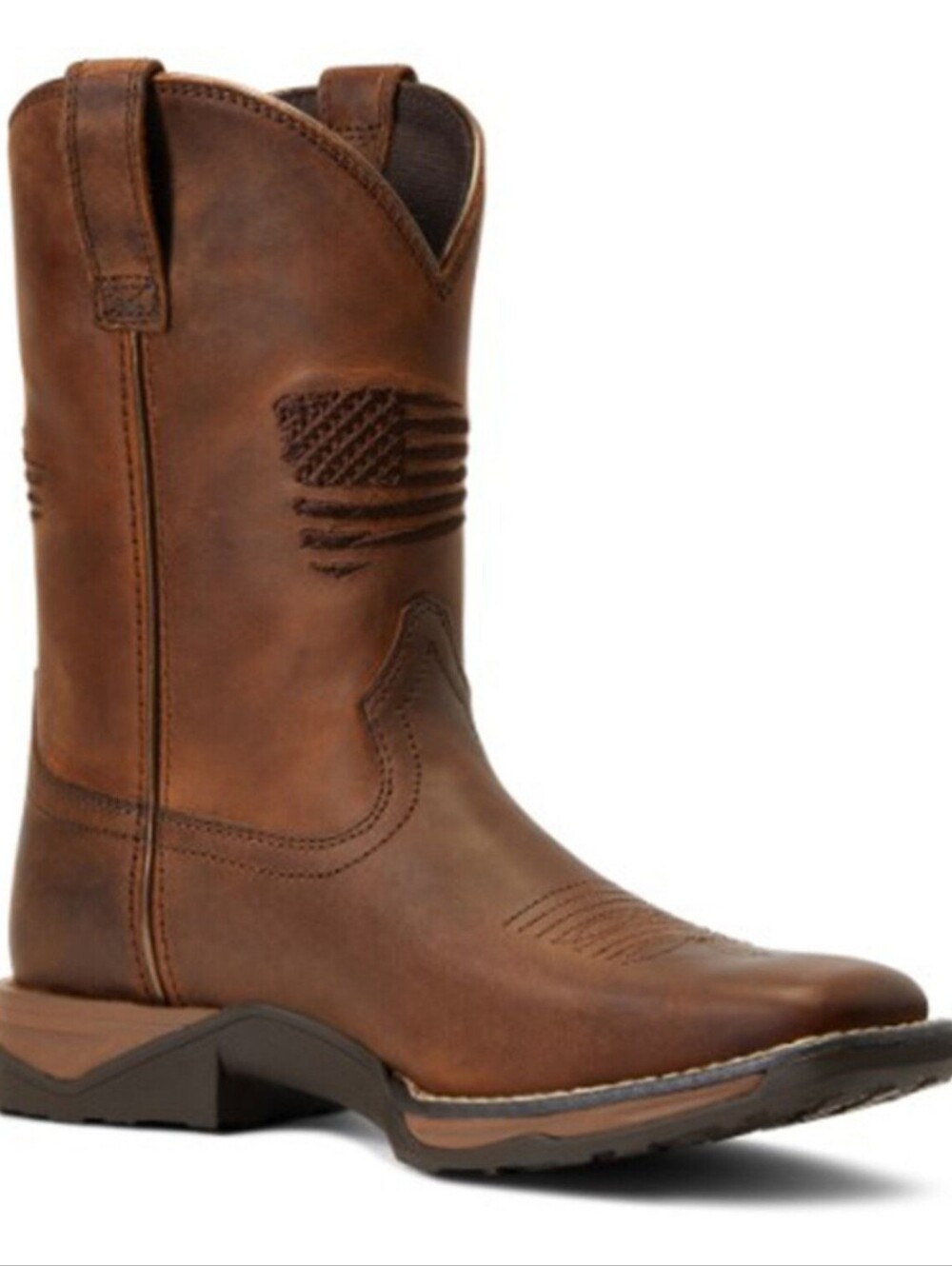 Ariat Anthem Patriot Distressed Boys 13 Western Brown Boot Square Toe